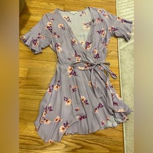 Purple Floral Wrap Dress